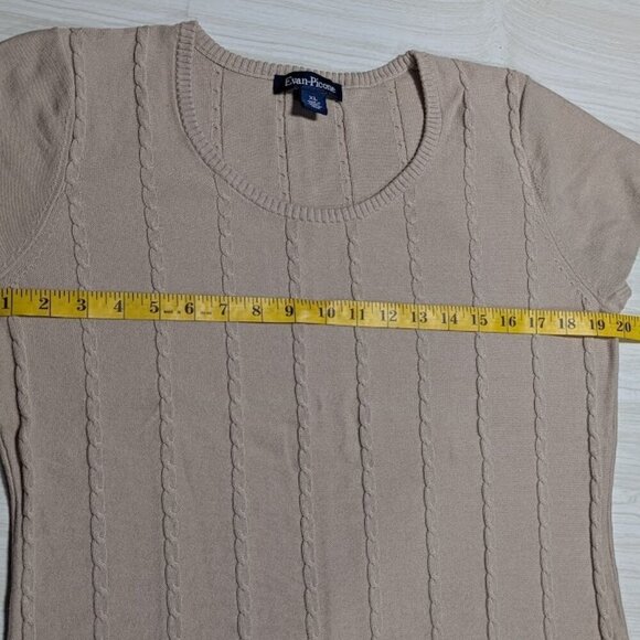 Evan-Picone Textured Beige Short Sleeve Sweater Top Size XL - Picture 6 of 6